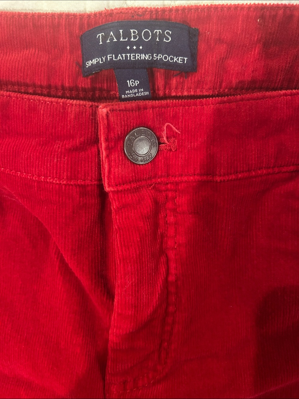 Talbots Straight-Leg Corduroy Jeans in Red - Picture 3 of 4